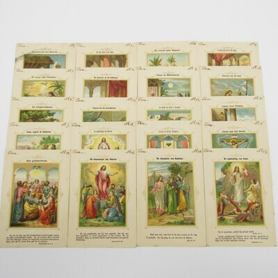 Set of 20 Antique Christian cards - Birth of Jesus to ascention to heaven