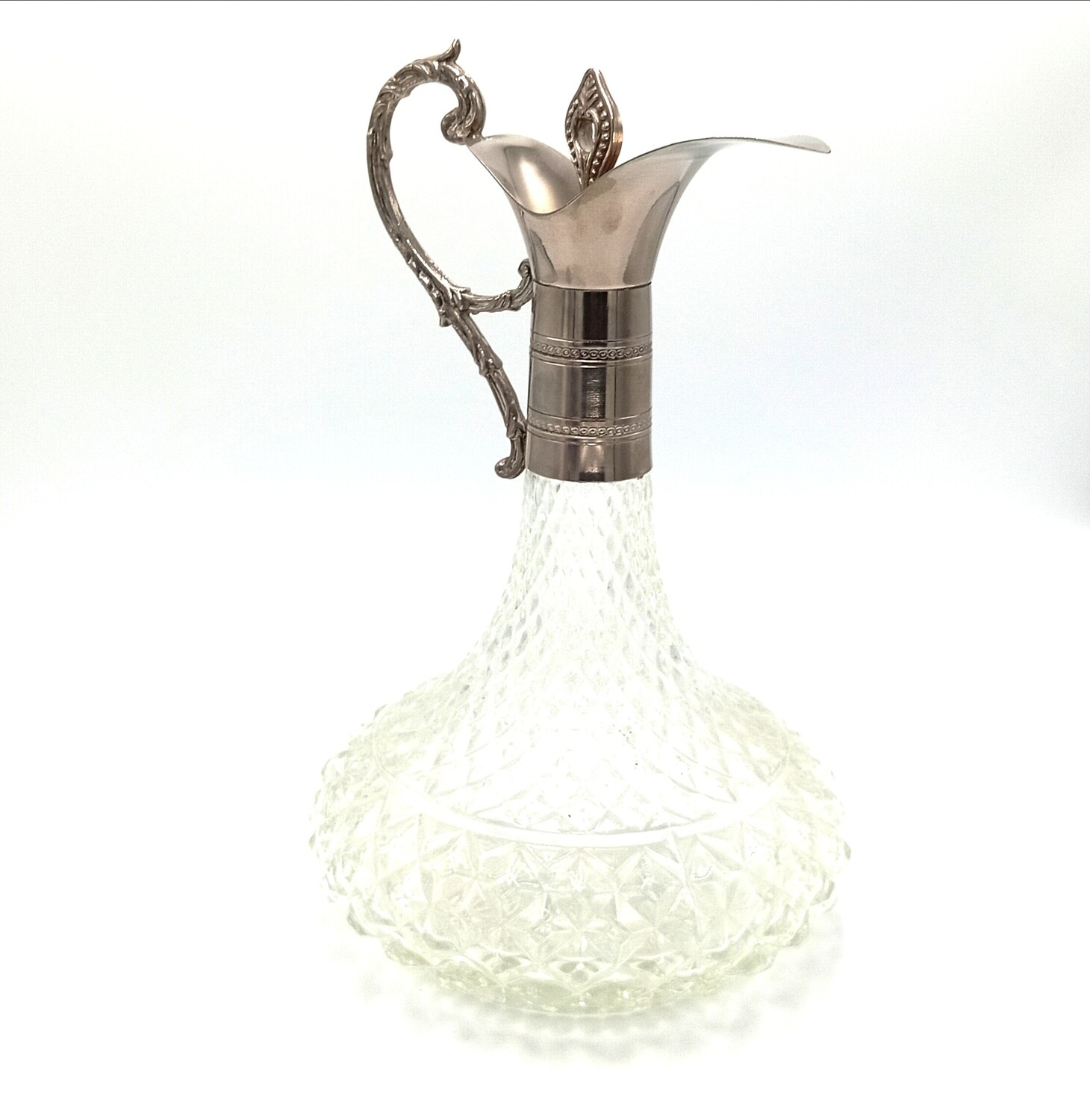 Vintage glass sherry decanter with silverplated top