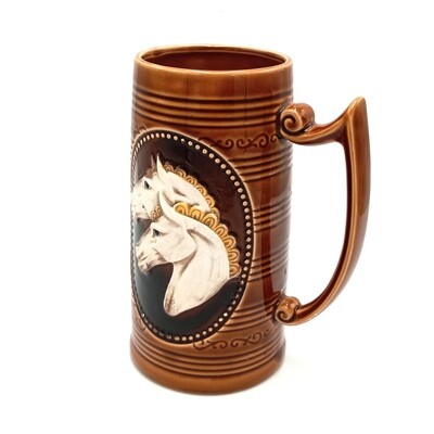 Vintage Elweco porcelain mug with horses