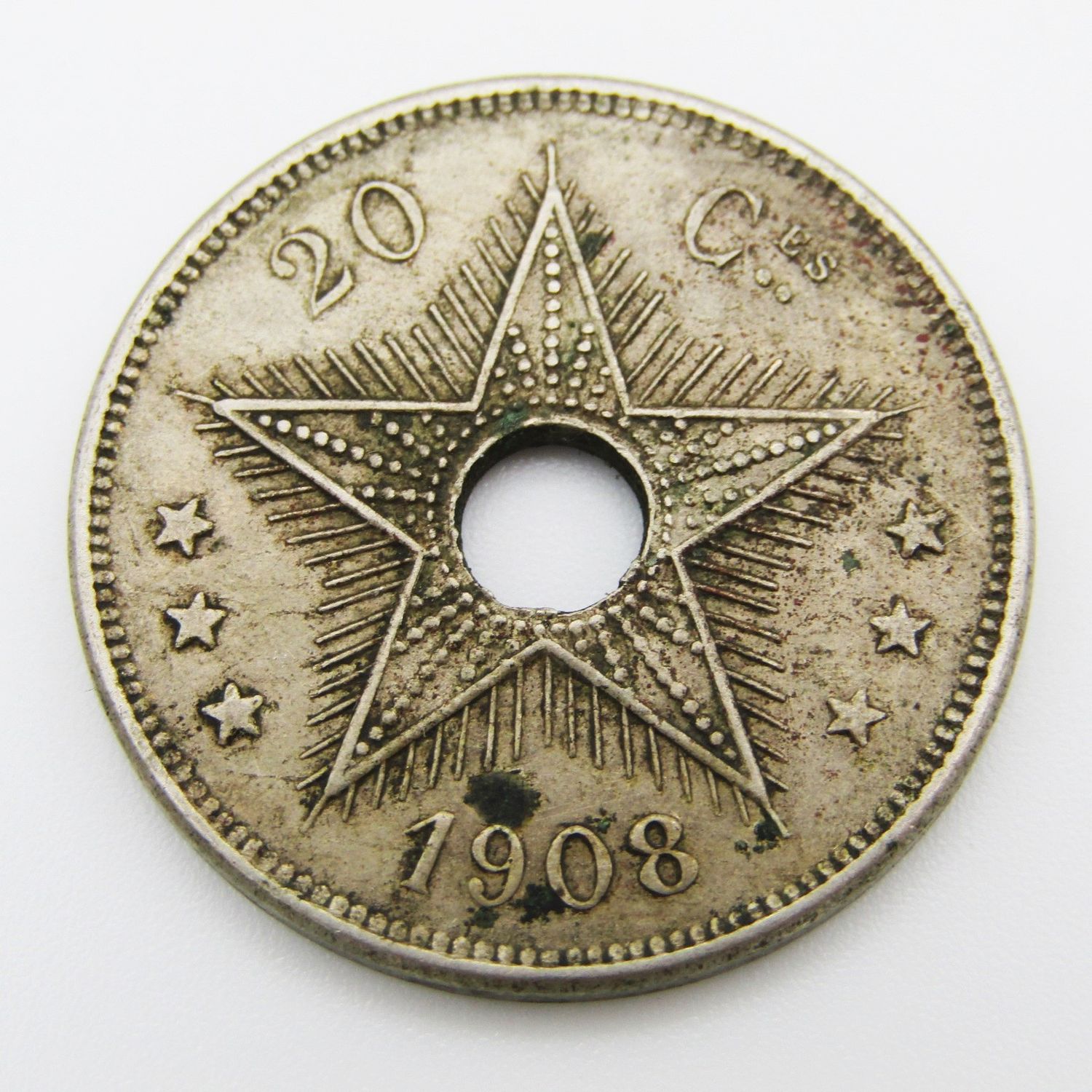 Belgium Congo 1908 Twenty Centimes XF