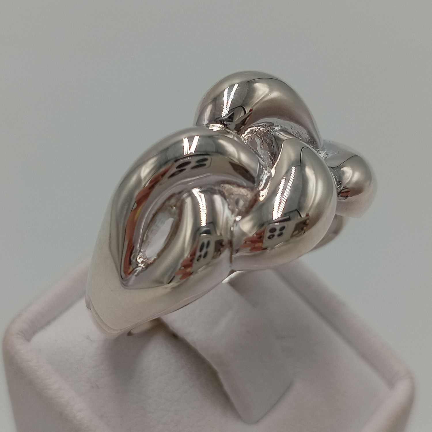 Beautiful braid design sterling silver ring - size T - 7.5g