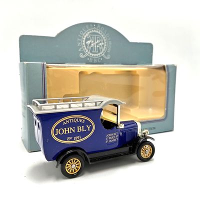 Lledo vintage die-cast model car - advertisement model for "John Bly Antiques" in box
