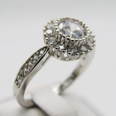 Beautiful bling - bling Sterling Silver ring - Size Q - 4,8g