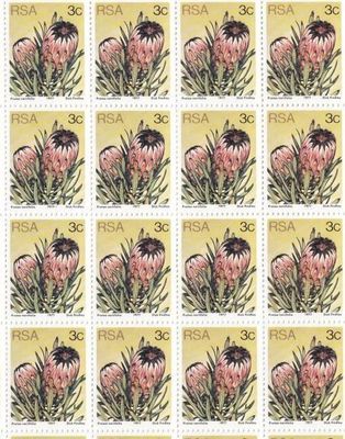 Protea 3 cent SACC 420a Full Mint Sheet, Oct 1979, A and B Sheets - Mint + Cancelled