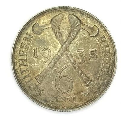 1935 Southern Rhodesia sixpence, Uncirculated