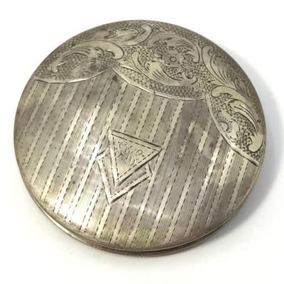 833 Israeli Silver Powder Compact stamped LG 833 - weighs 59.7 gram