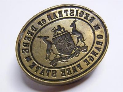 Registrar of Deeds - Orange Free State Brass Wax Seal