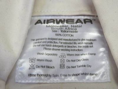 Airwear 100% Cotton flight suit - White - See description for sizes