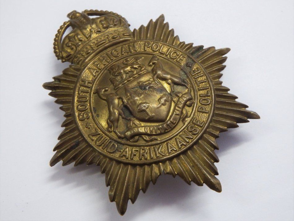 South African Police brass helmet plate - Worn 1916-1923