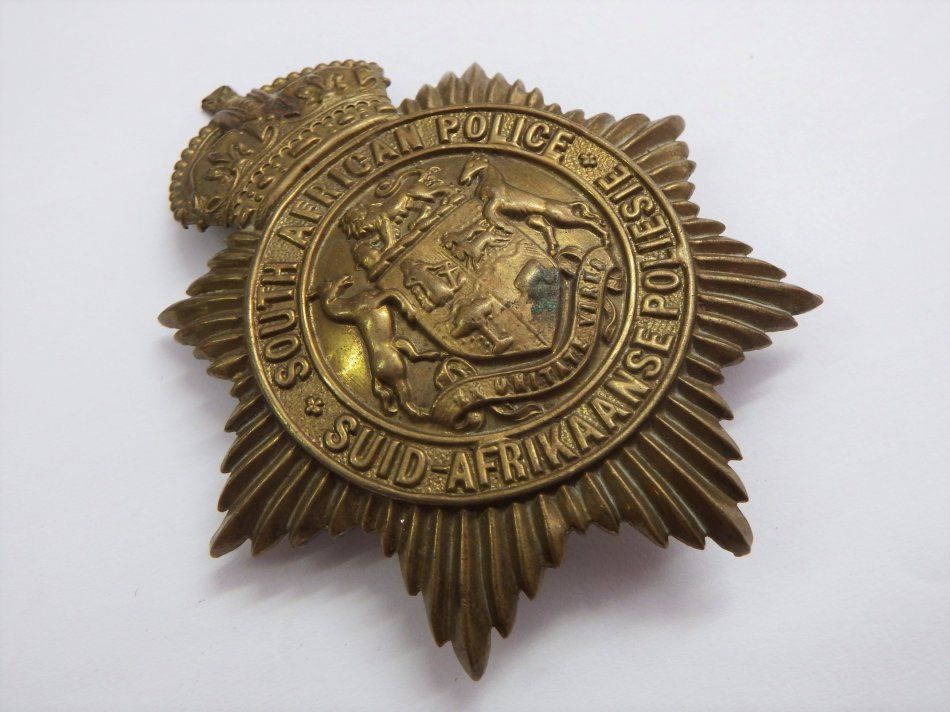 South African Police brass helmet plate - Worn 1926-1931