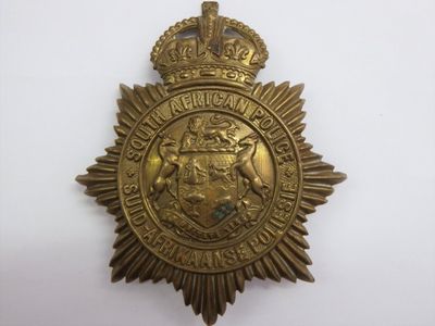 South African Police brass helmet plate - Worn 1926-1931