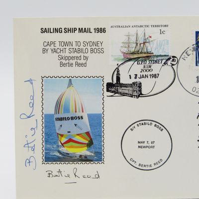 Sailing shop mail 1986 - Cape Town to Sydney by Yacht Stabilo Boss with South Africa, USA and Australian Antartic Territory stamps