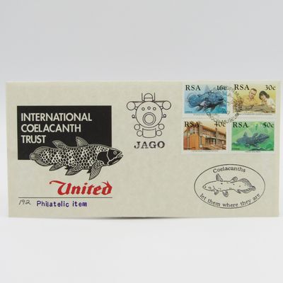 Internasional Coelacanths Trust cover signed by connected Persons on inner card - Sponsored by United Building Society No 192