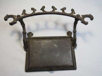 Vintage cast iron ink pad with stand for rubber stamps