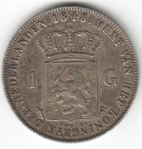 Netherlands 1848 One Gulden in XF+ Condition
