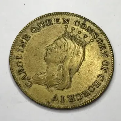 Death medallion for Caroline Queen consort of George 4 - Royalty died 1821 - Exceptional condition