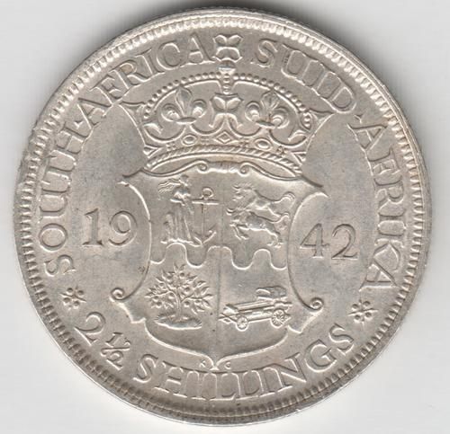 SA Union Silver 1942 Half Crown AU