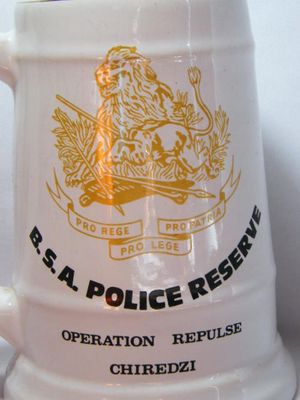 B.S.A Police Reserve Operation Repulse Chiredzi tankard - very fine hairline crack on side