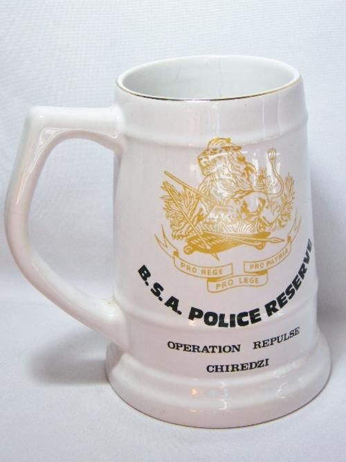 B.S.A Police Reserve Operation Repulse Chiredzi tankard - very fine hairline crack on side