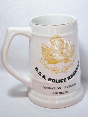 B.S.A Police Reserve Operation Repulse Chiredzi tankard - very fine hairline crack on side