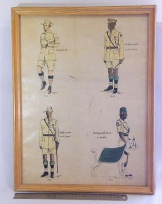 Lot of 2 prints depicting different vintage military uniforms