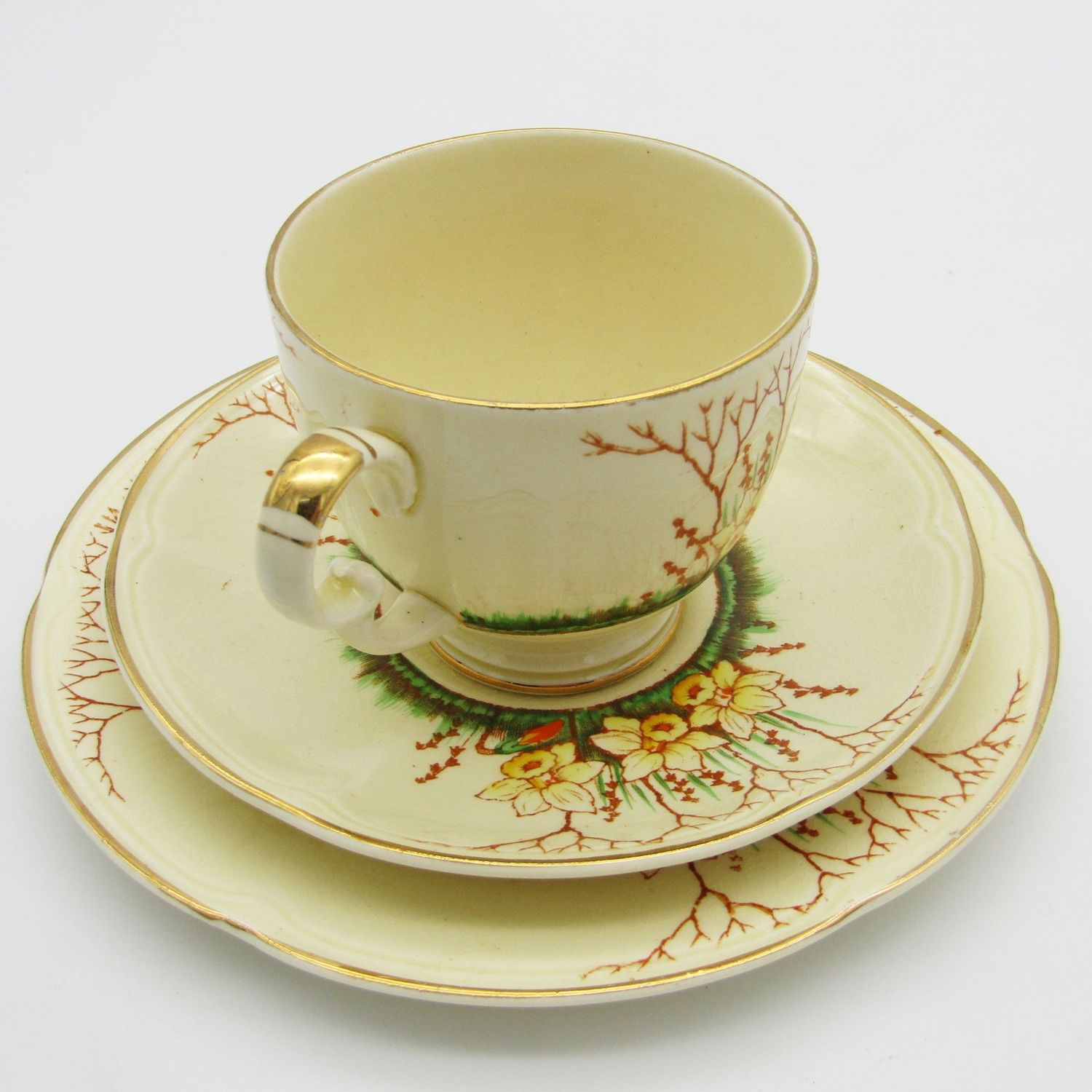 Crown Devon Springwood porcelain trio