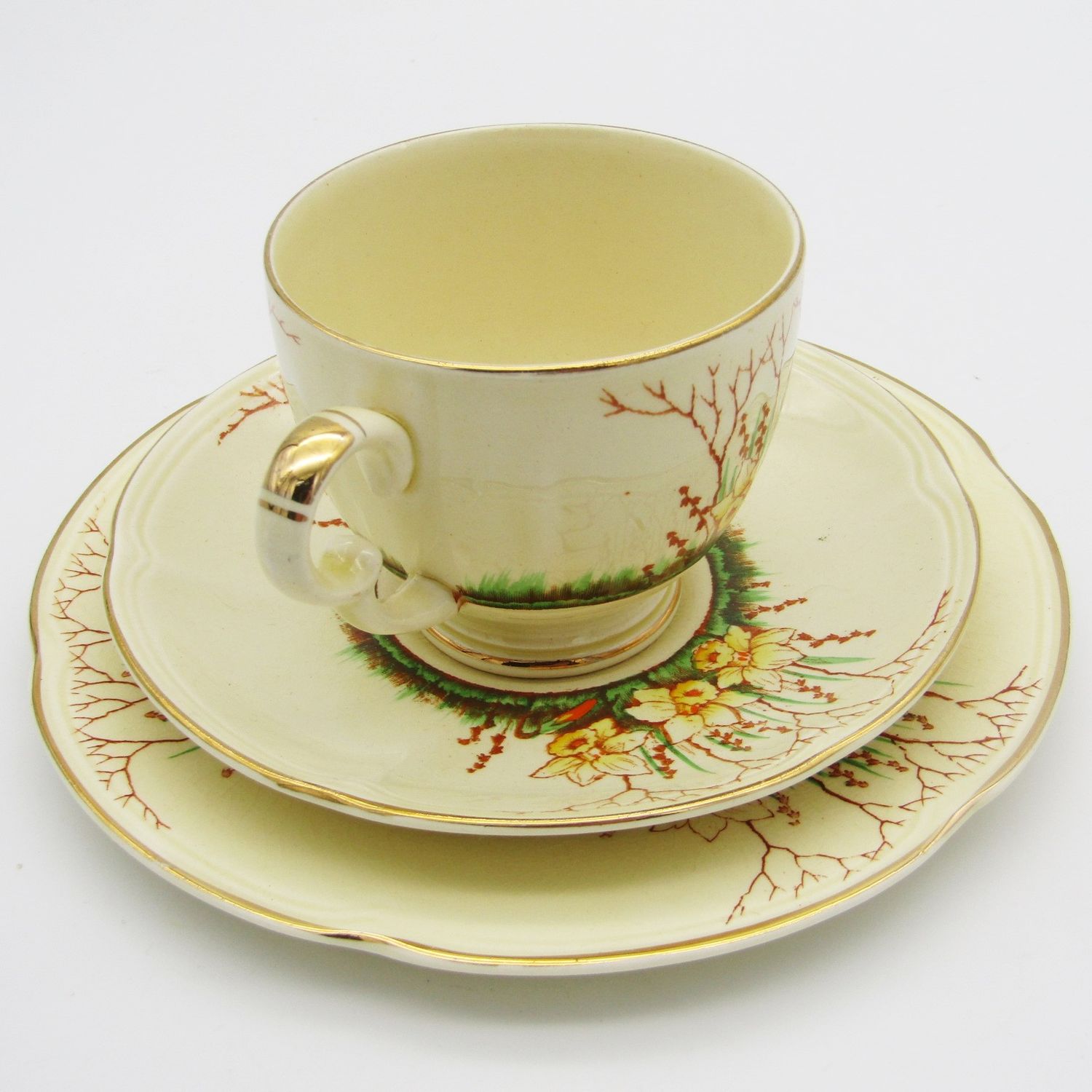 Crown Devon Springwood porcelain trio