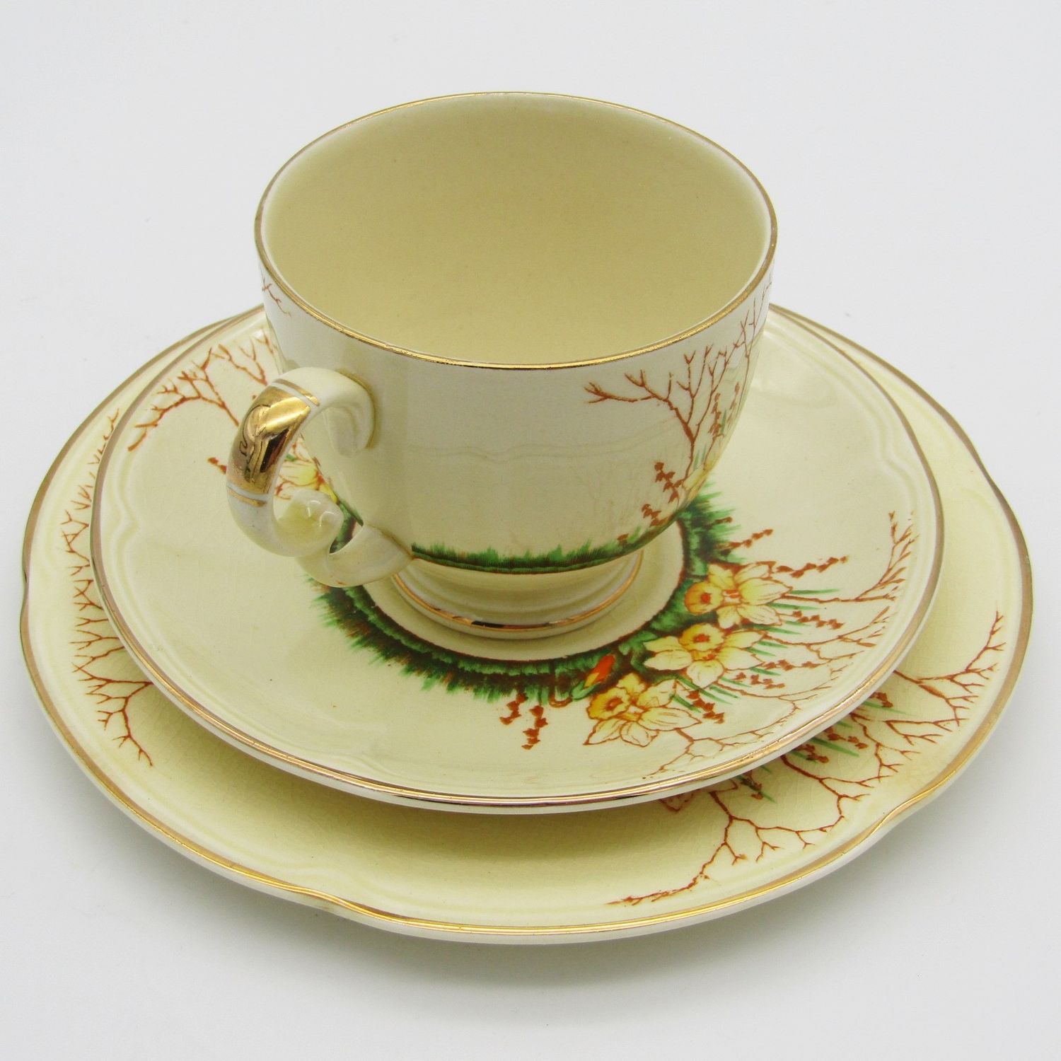 Crown Devon Springwood porcelain trio