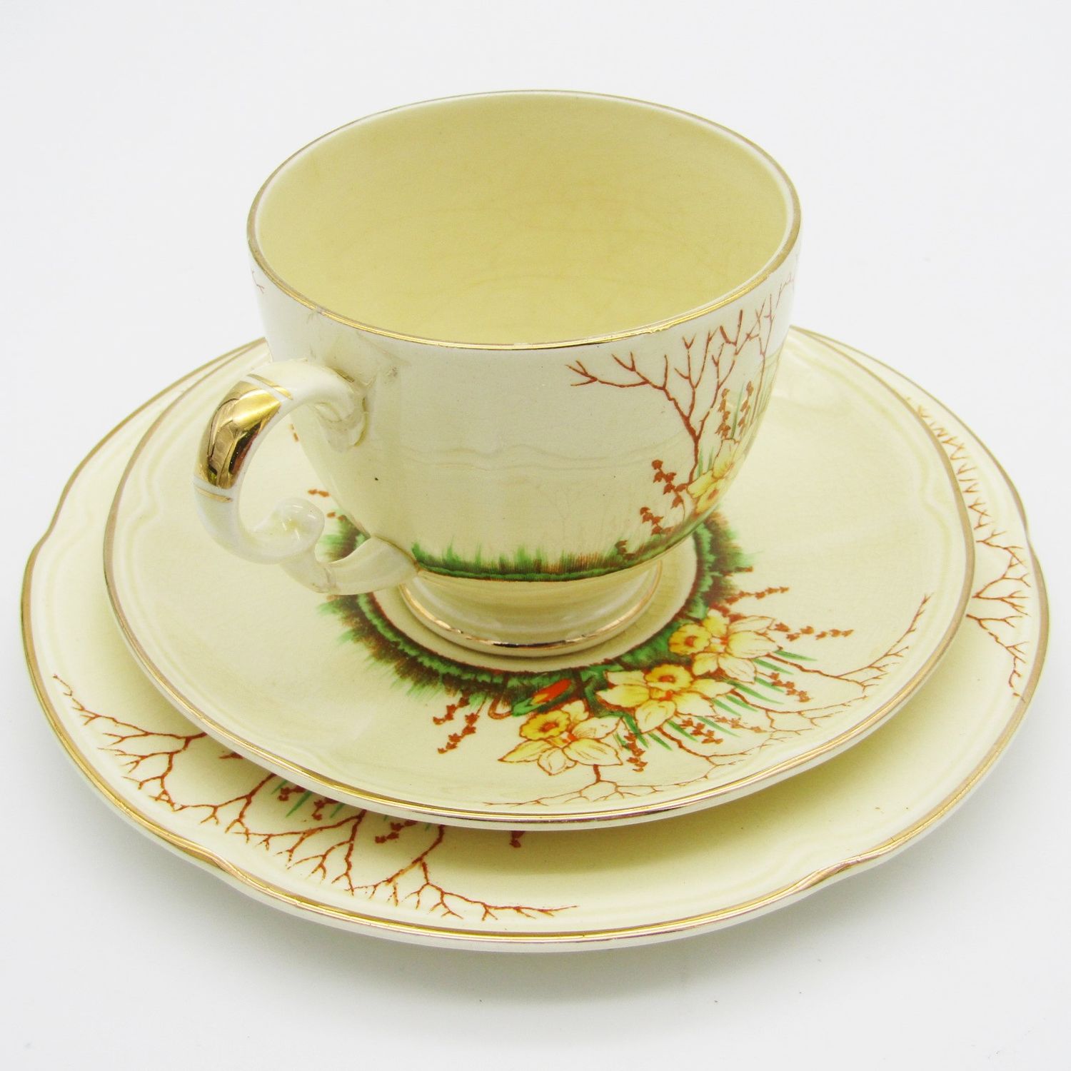 Crown Devon Springwood porcelain trio