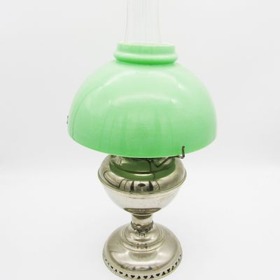 Vintage Millers Vestal Oil lamp with glass shade and funnel