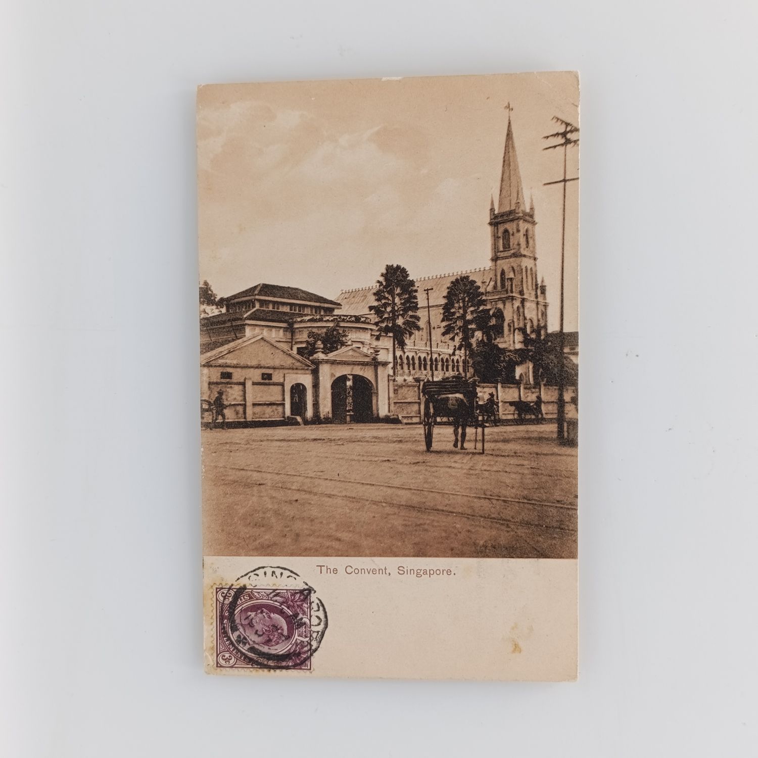 Postcard from Singapore to Pelgrim&#39;s Rest, Transvaal 1907/1908 with Straits Settlement 3 cent stamp