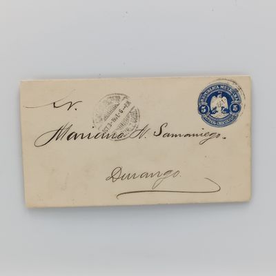 Mexican pre-printed postage envelope used October 3, 1901 to Durango