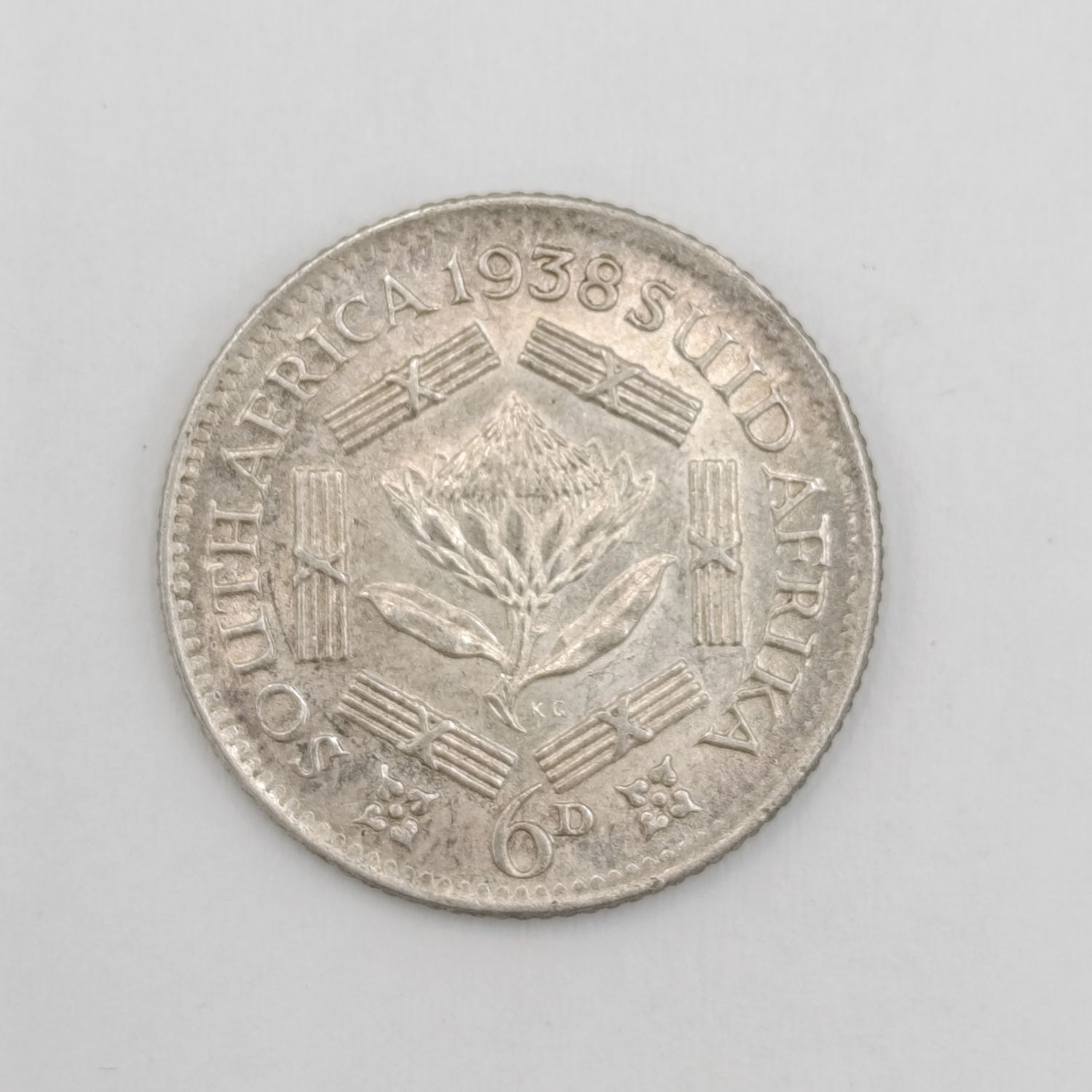 1938 SA Union silver 6d sixpence uncirculated
