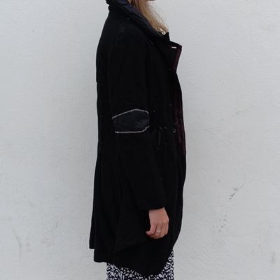 Black puffed jacket beautiful stitching with different colours size: Small lined - full length 79cm, armpit to armpit 49.5cm, 43.5cm