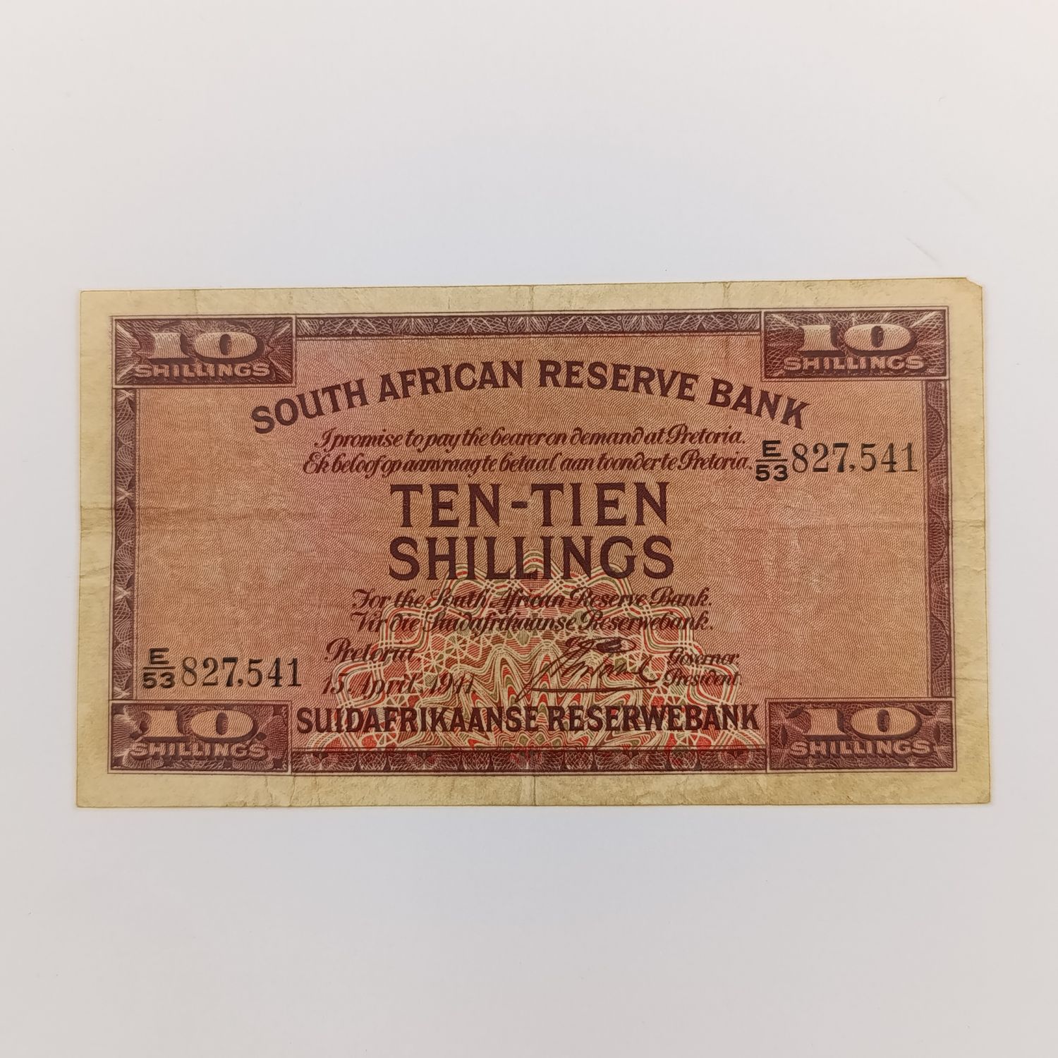 Postmus 15 April 1941 Ten shillings banknote VF+