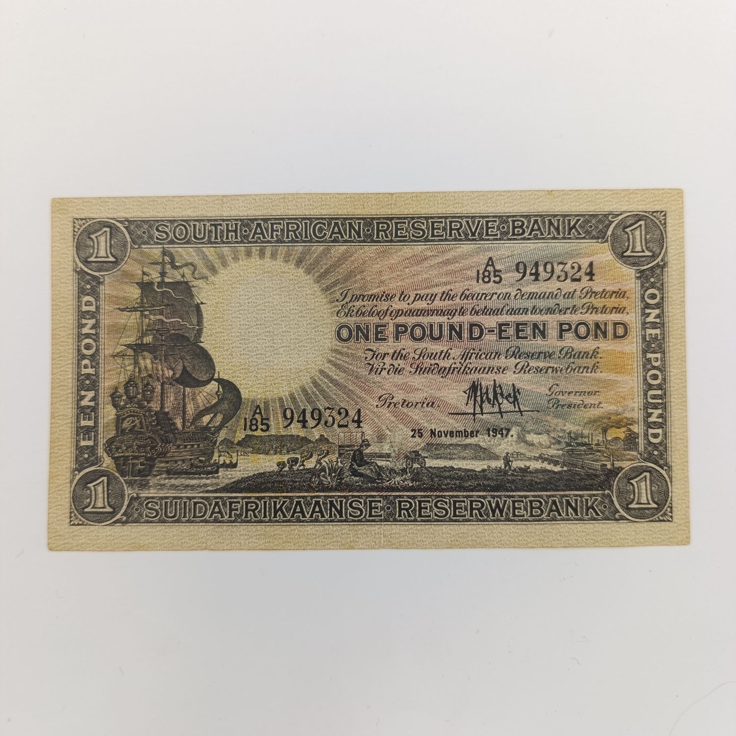 M.H de Kock 1947 One Pound VF