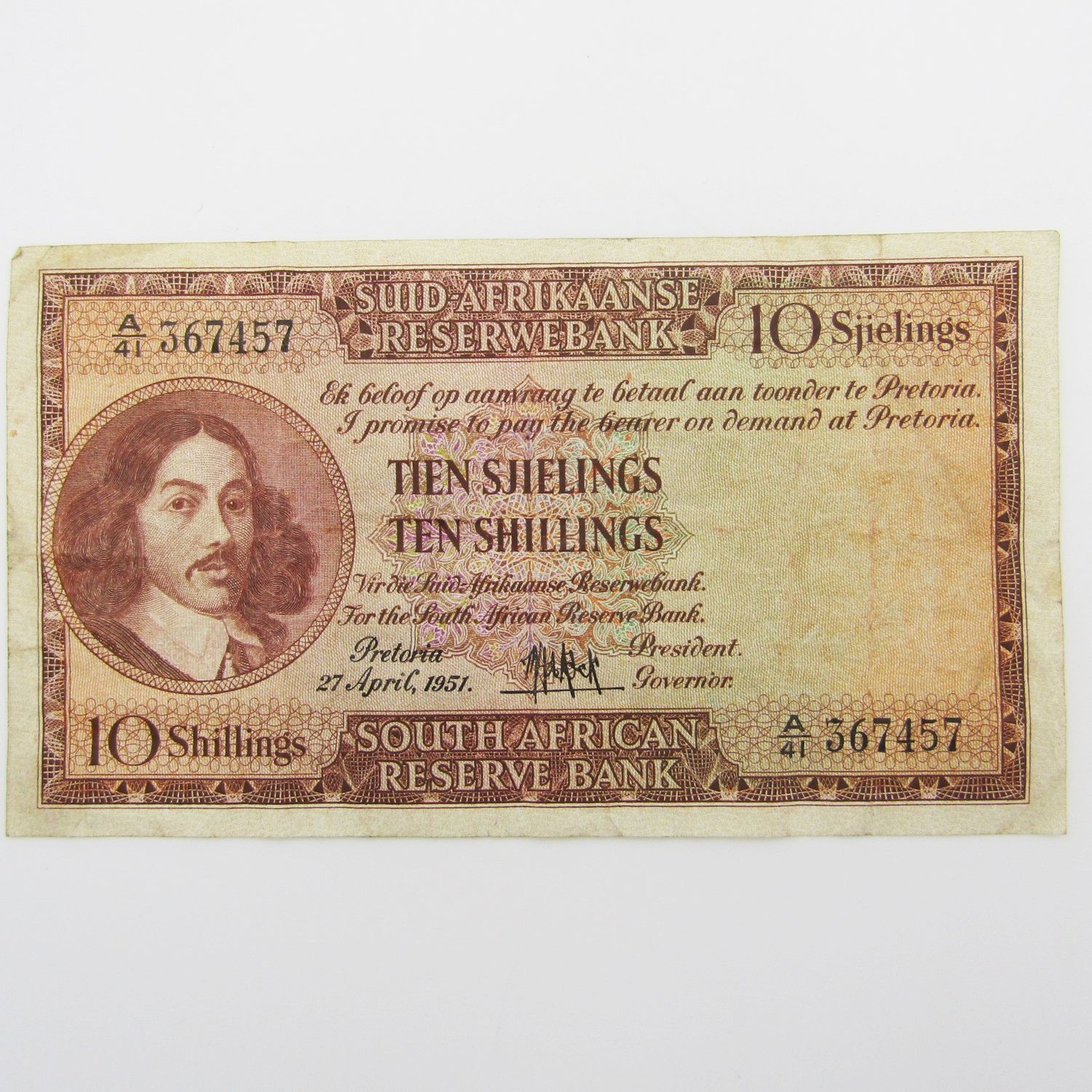 MH de Kock Ten Shillings 1951 A/E - A41 - VF-