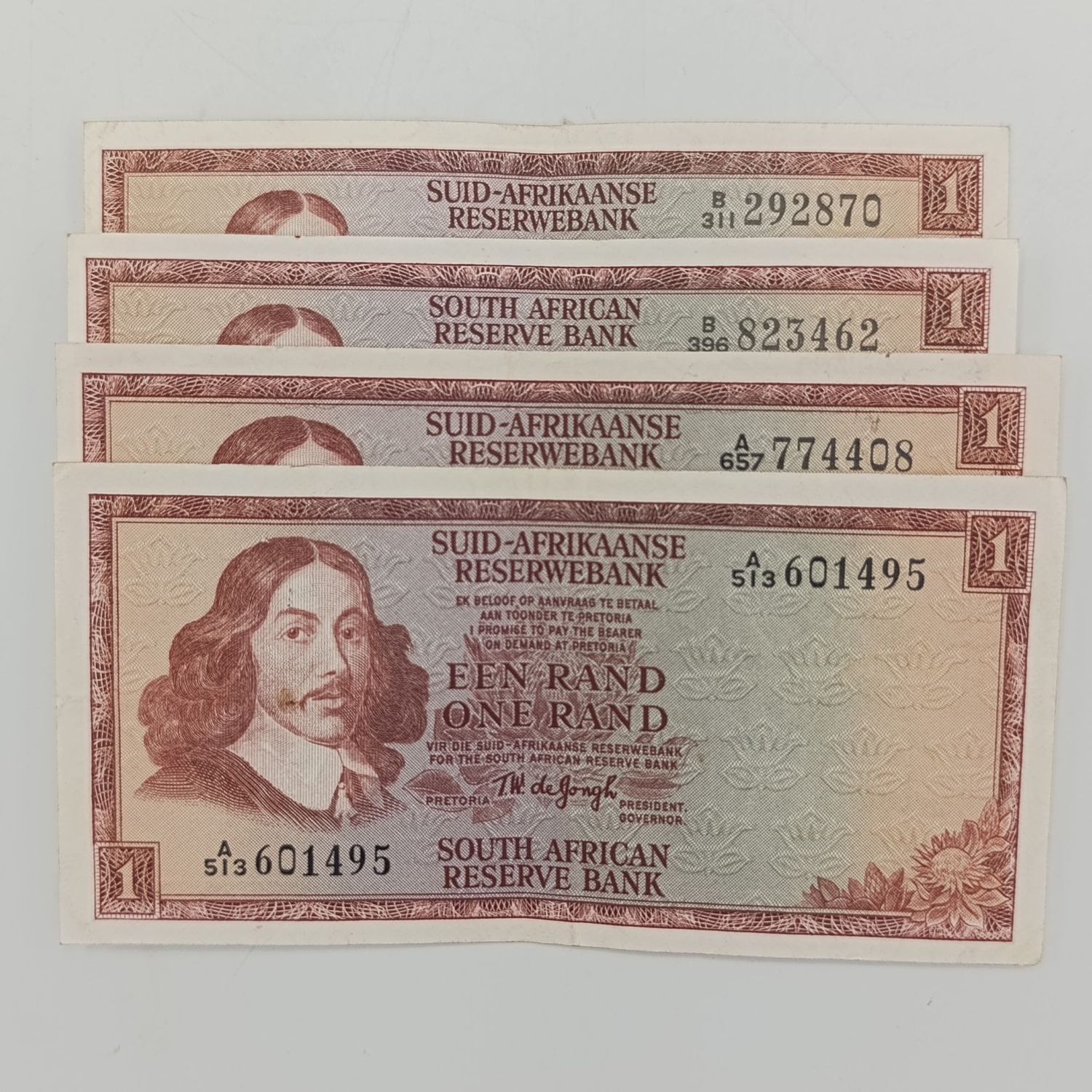 TW de Jongh 1967, 1972, 1973 &amp; 1975 R1 banknotes - all years Issued