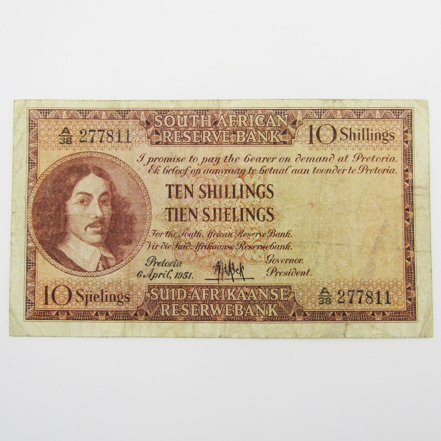 MH de Kock Ten Shillings 1951 E/A - A38 - VF
