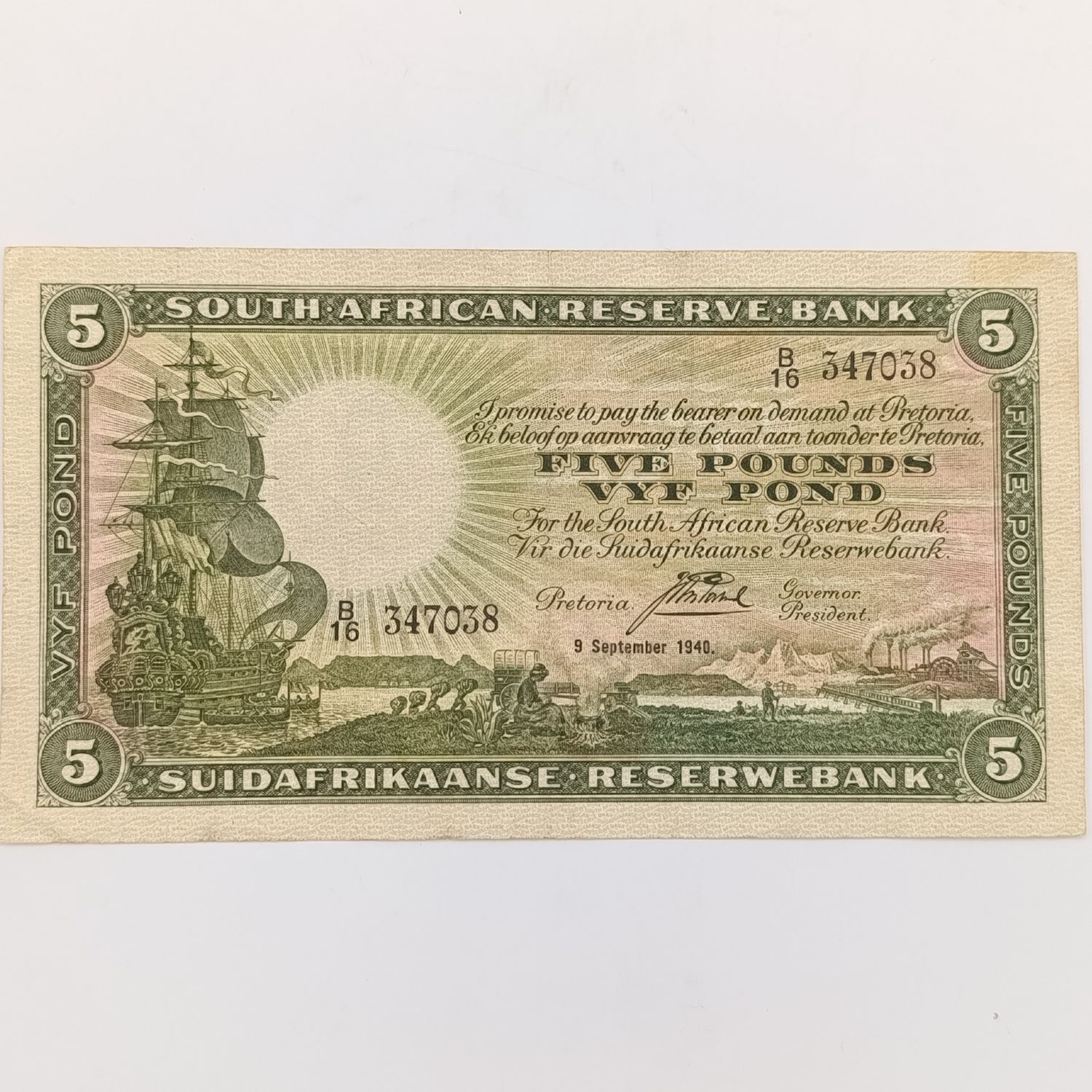 Postmus 9 September 1940 Five Pound banknote VF+