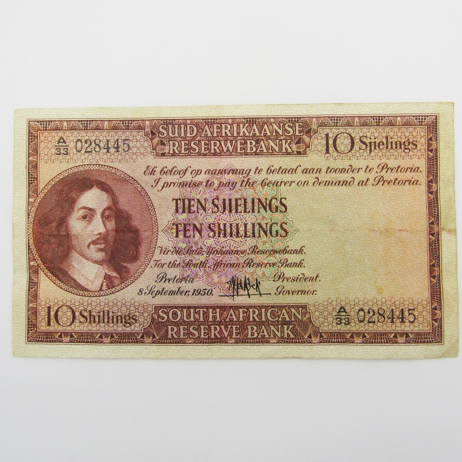 MH de Kock Ten Shillings 1950 A/E - A33 - VF