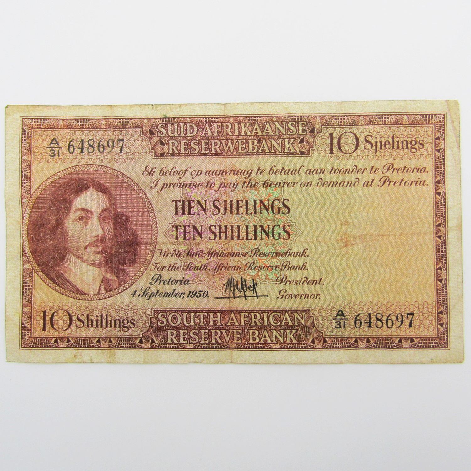 MH de Kock Ten Shillings 1950 A/E - A31 - F+