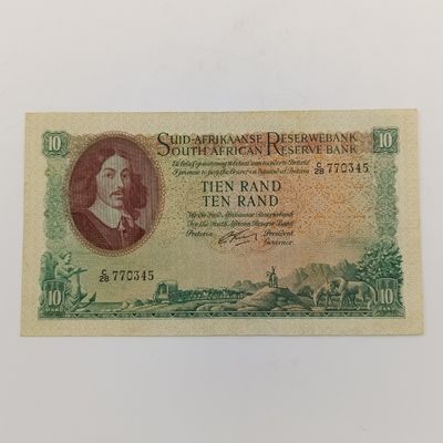 Rissik C28 Ten rand banknote 1962 Afrikaans over English