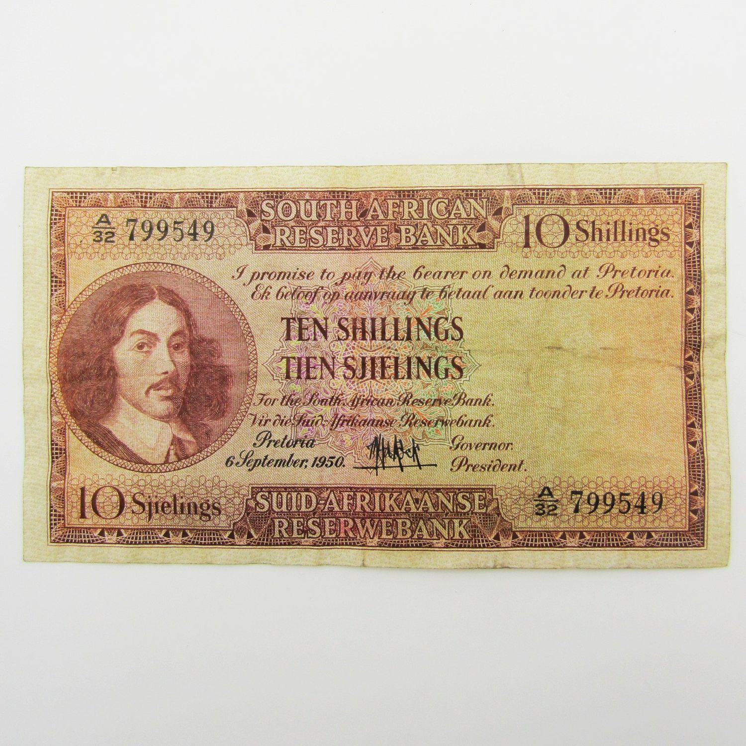 MH de Kock Ten Shillings 1950 E/A - A32 - VF