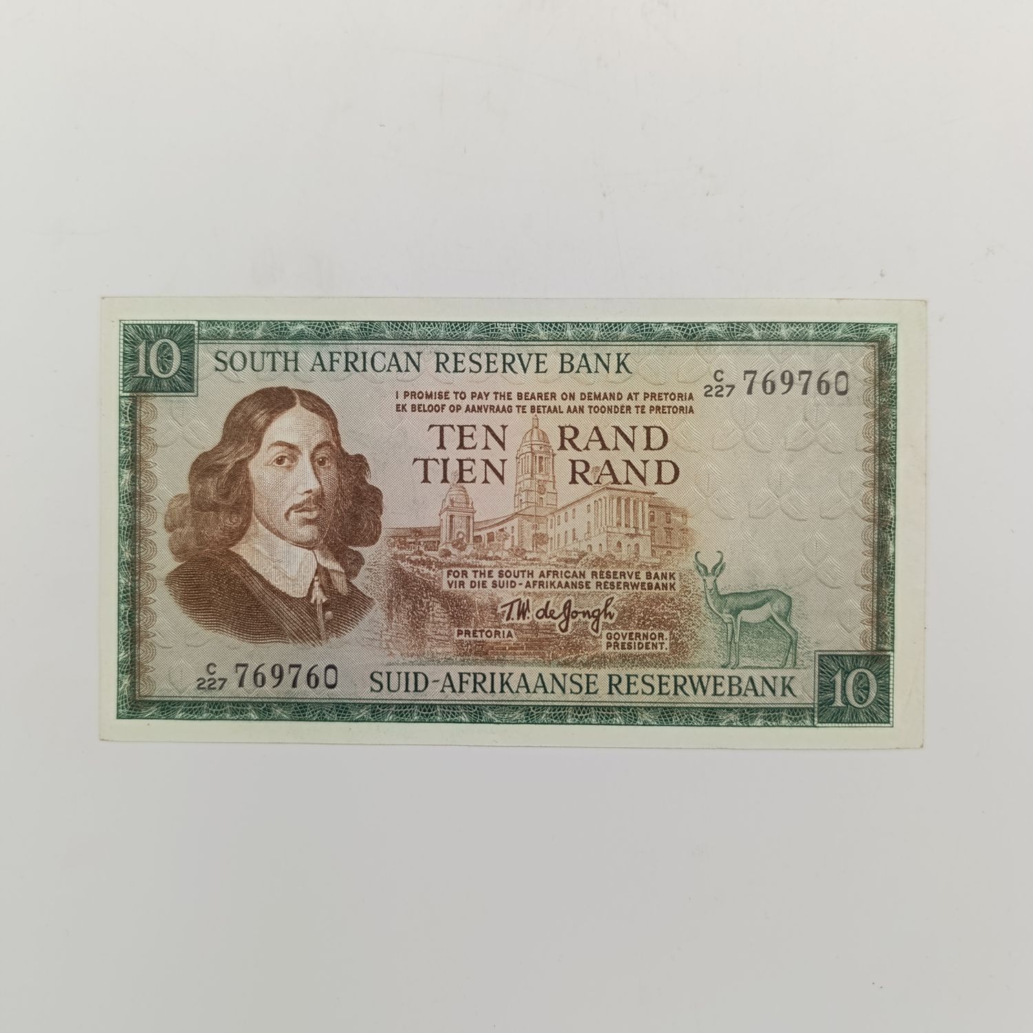 TW de Jongh First Issue R10 banknote uncirculated but some creases