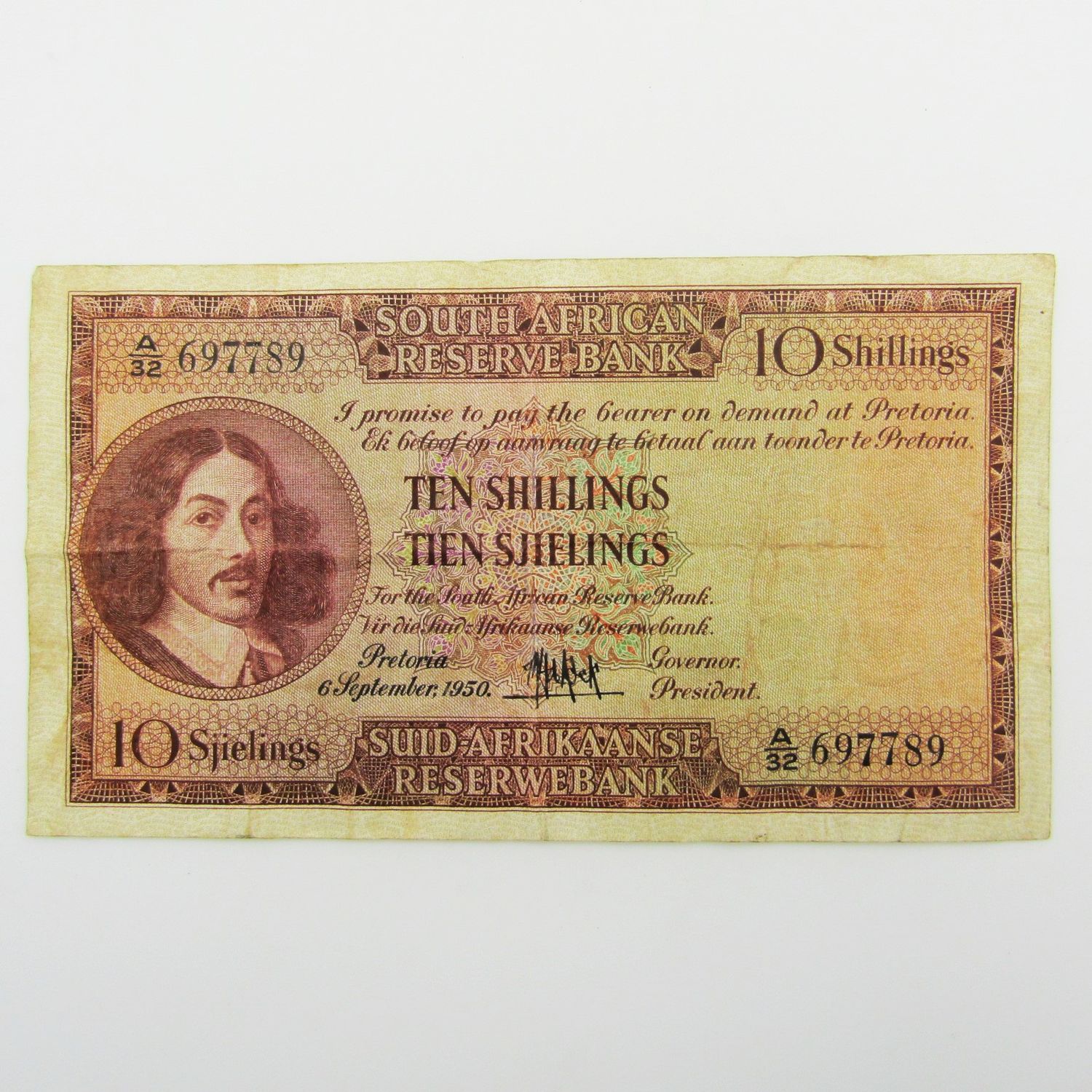 MH de Kock Ten Shillings 1950 E/A - A32 - VF