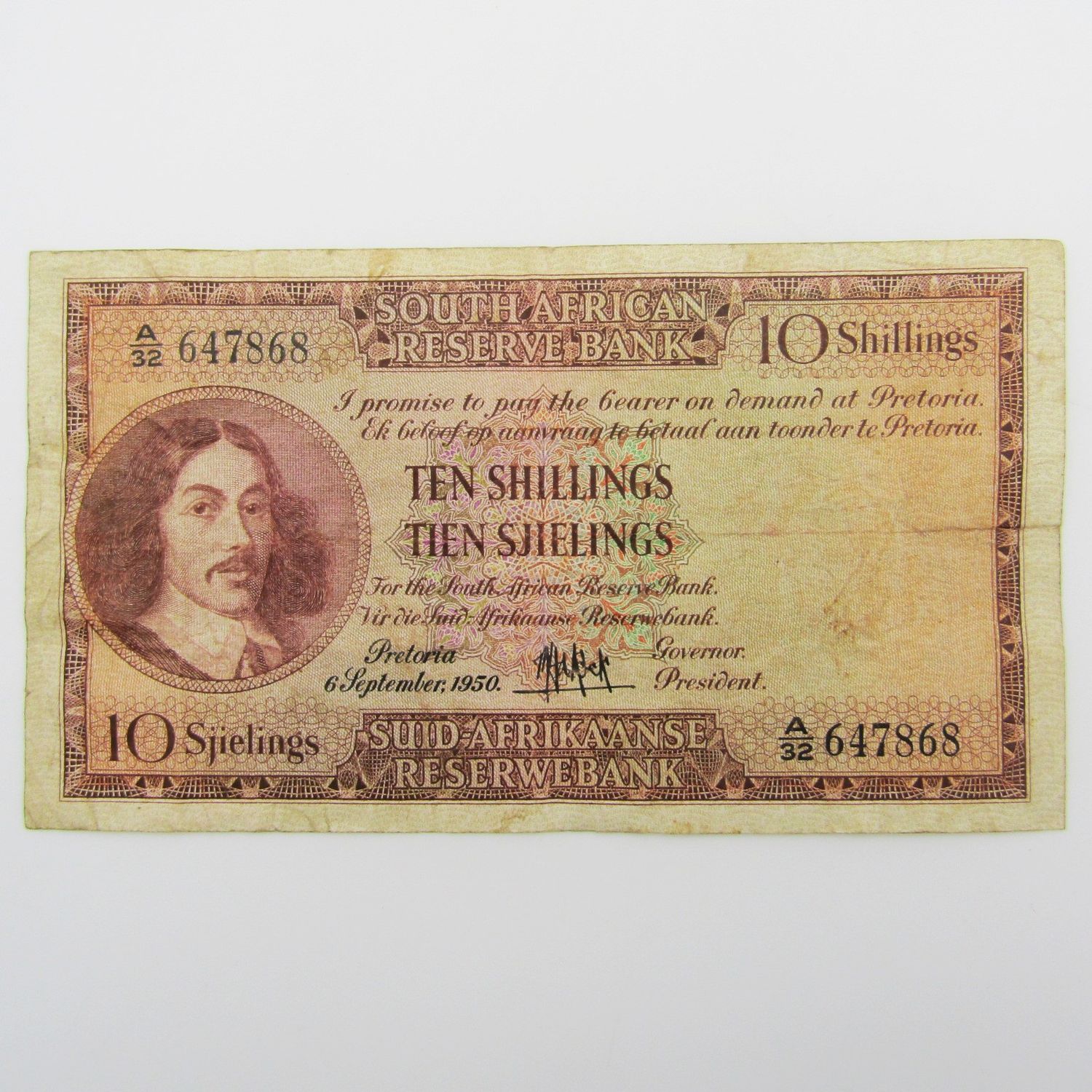 MH de Kock Ten Shillings 1950 E/A - A32 - VF
