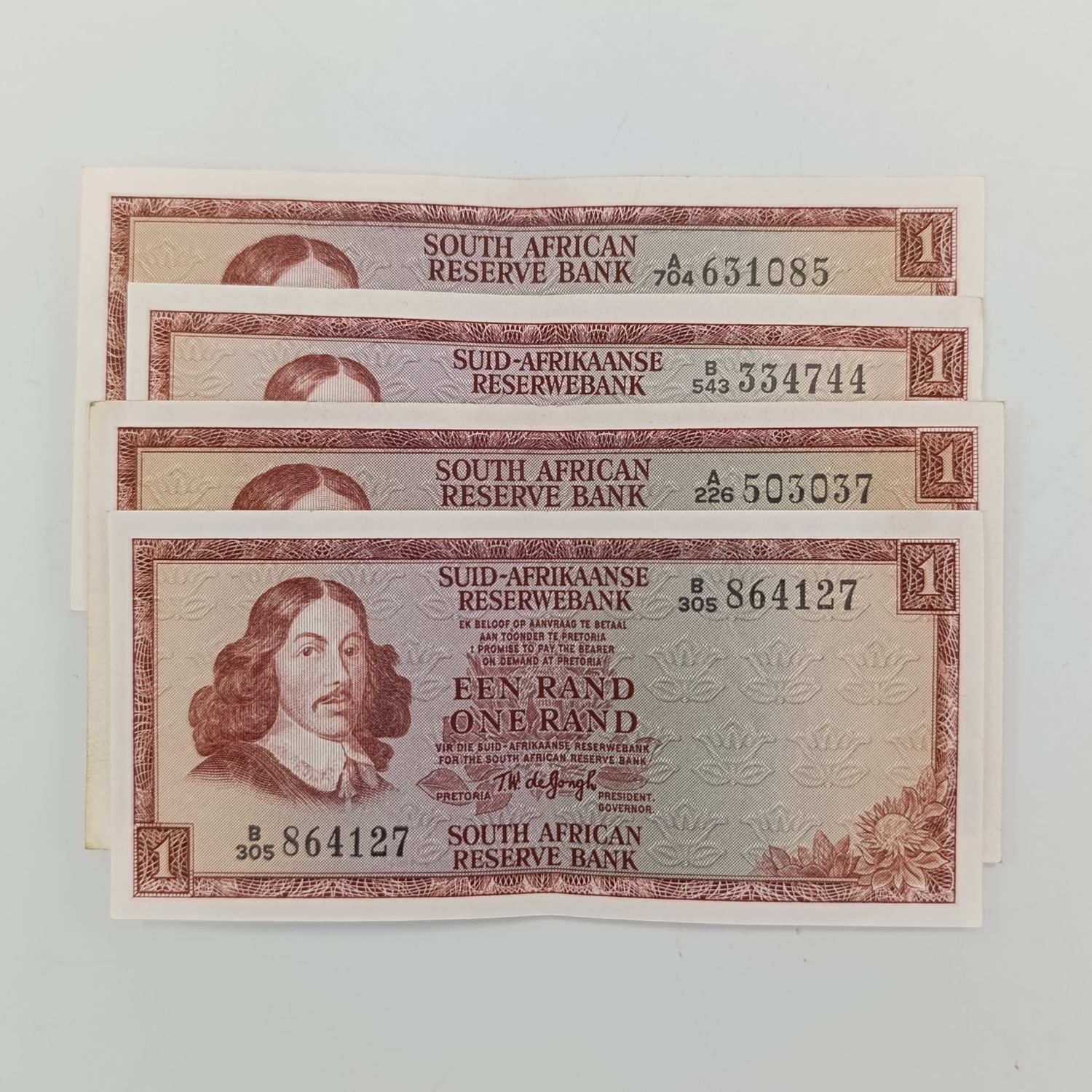 TW de Jongh 4x 1st,2nd &amp; 3rd Issue R1 notes of different years 1967, 1972,1973 &amp; 1975