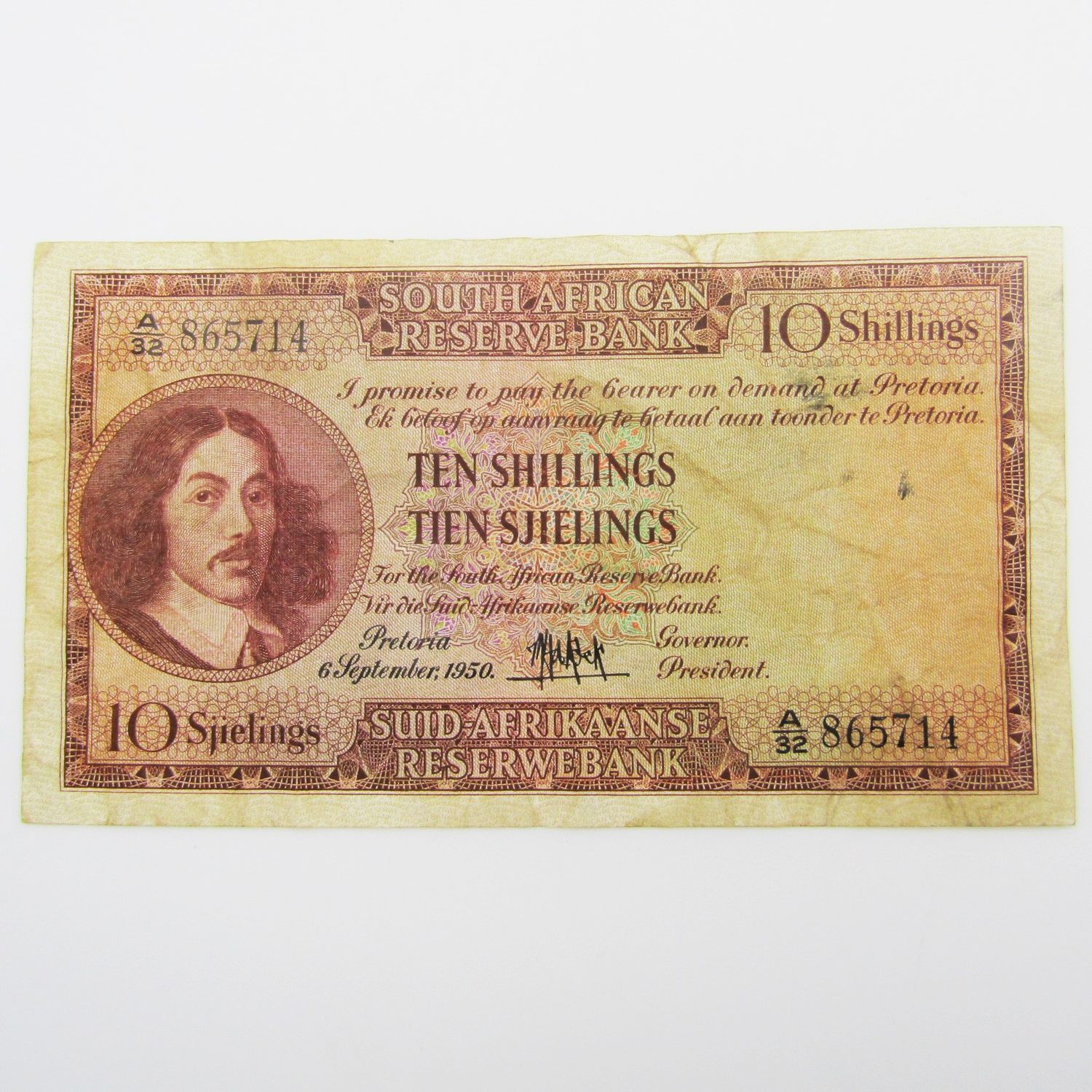 Mh de Kock Ten Shillings 1950 - E/A - A32 - aVF