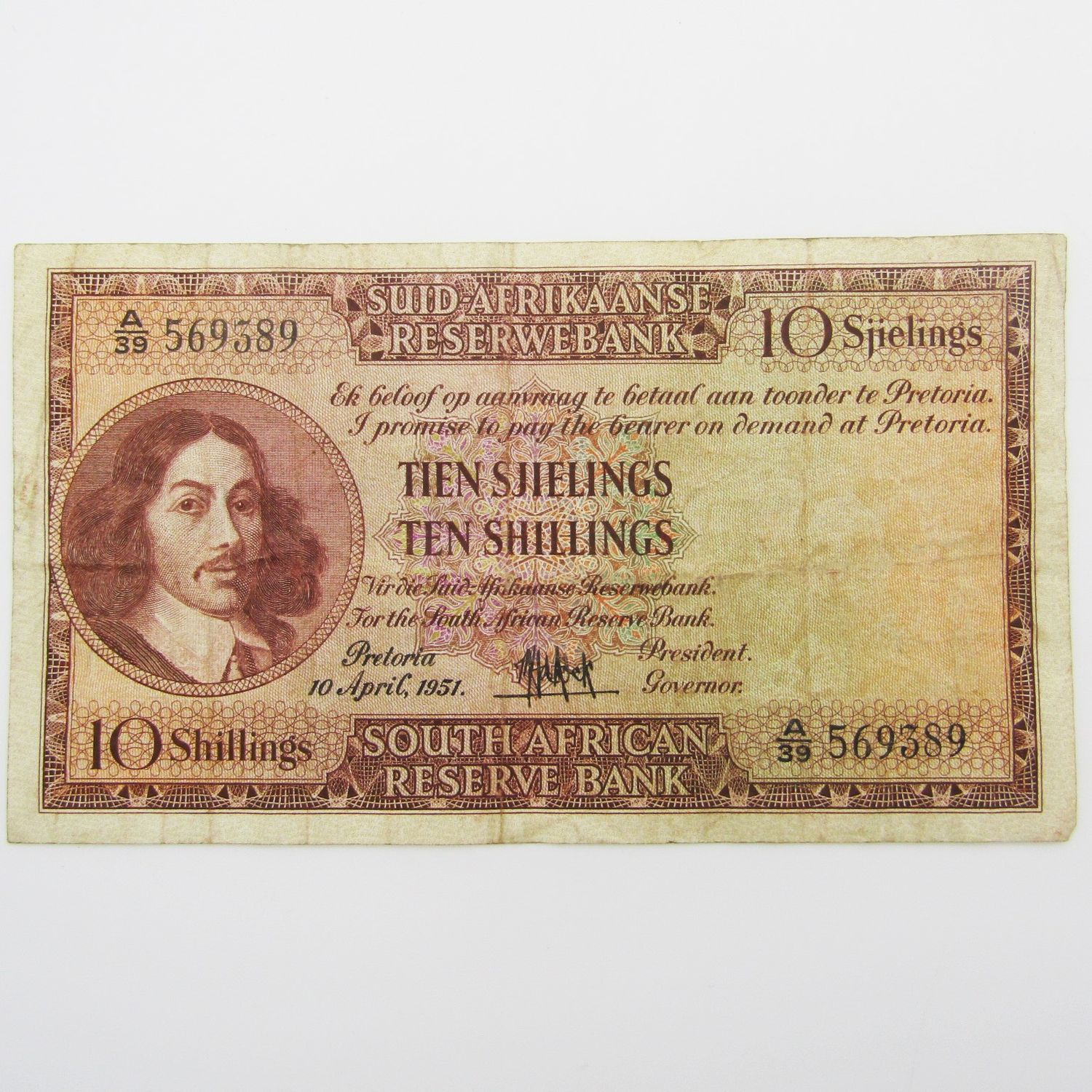 MH de Kock Ten Shillings 1951 - A/E - A39 - VF